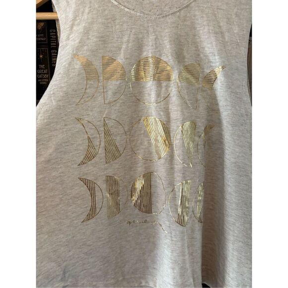 🐿️ NWOT Spiritual Gangster Moon Phase Irina Muscle Tank In Oatmeal & Gold Small - Picture 2 of 4